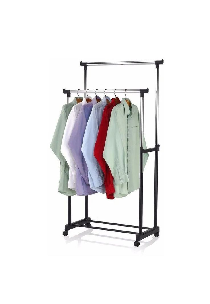 Perchero Doble Organizador Colgador Ruedas-4