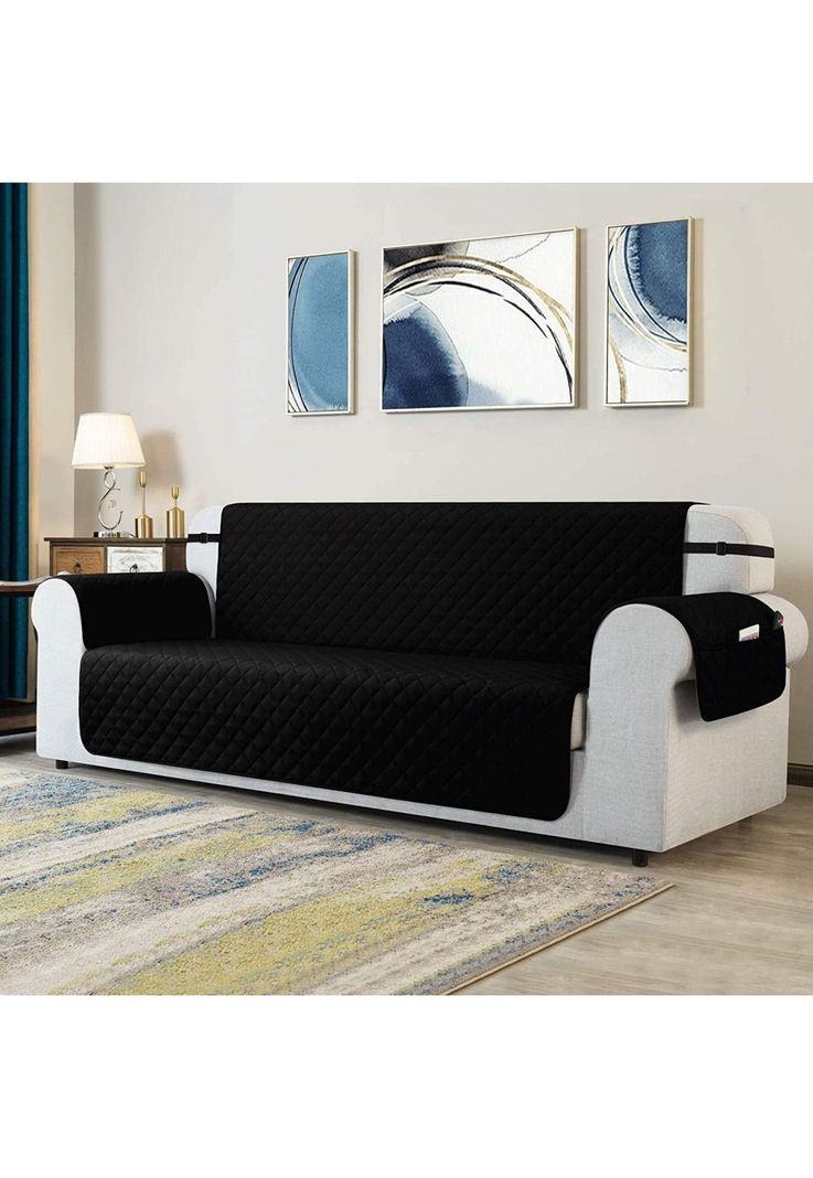 Funda Cobertor Protector Sofá Sillón 3 Cuerpos Negro-4