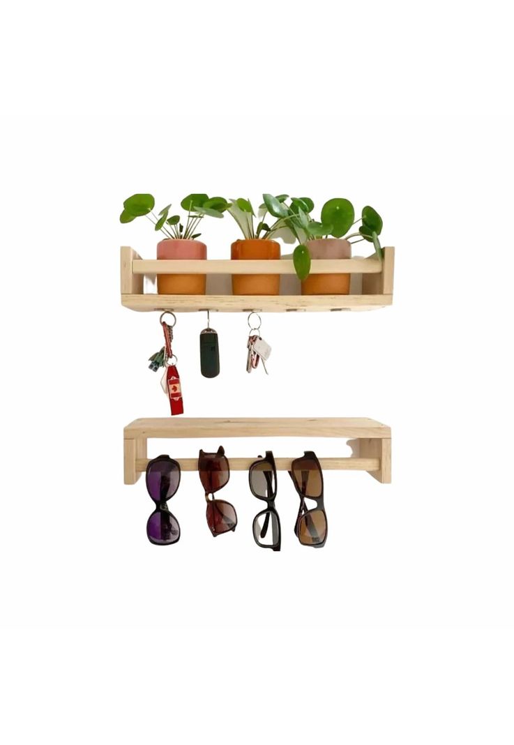 Repisa Organizador Pared Madera Pino 60X15X14 CM-1