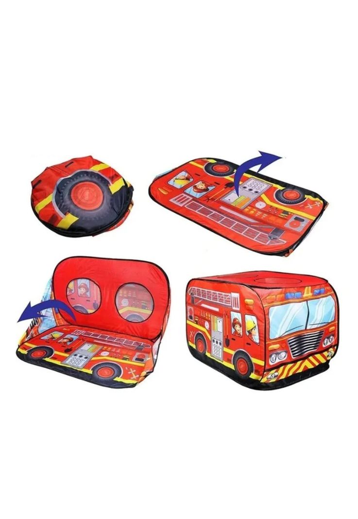 Carpa Armable Centro Juegos Camión Bomberos Infantil 112x72x72 CM-3