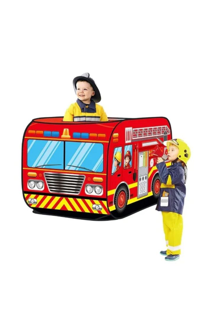 Carpa Armable Centro Juegos Camión Bomberos Infantil 112x72x72 CM-4