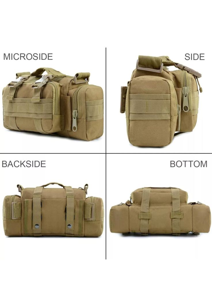 Bolso Banano Militar Táctico Ajustable Tela Liso 30x18x8 CM-1