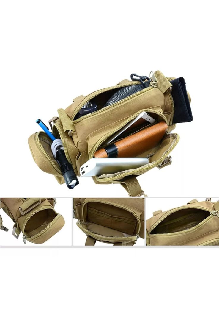 Bolso Banano Militar Táctico Ajustable Tela Liso 30x18x8 CM-3
