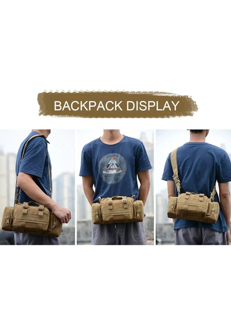 Bolso Banano Militar Táctico Ajustable Tela Liso 30x18x8 CM-4