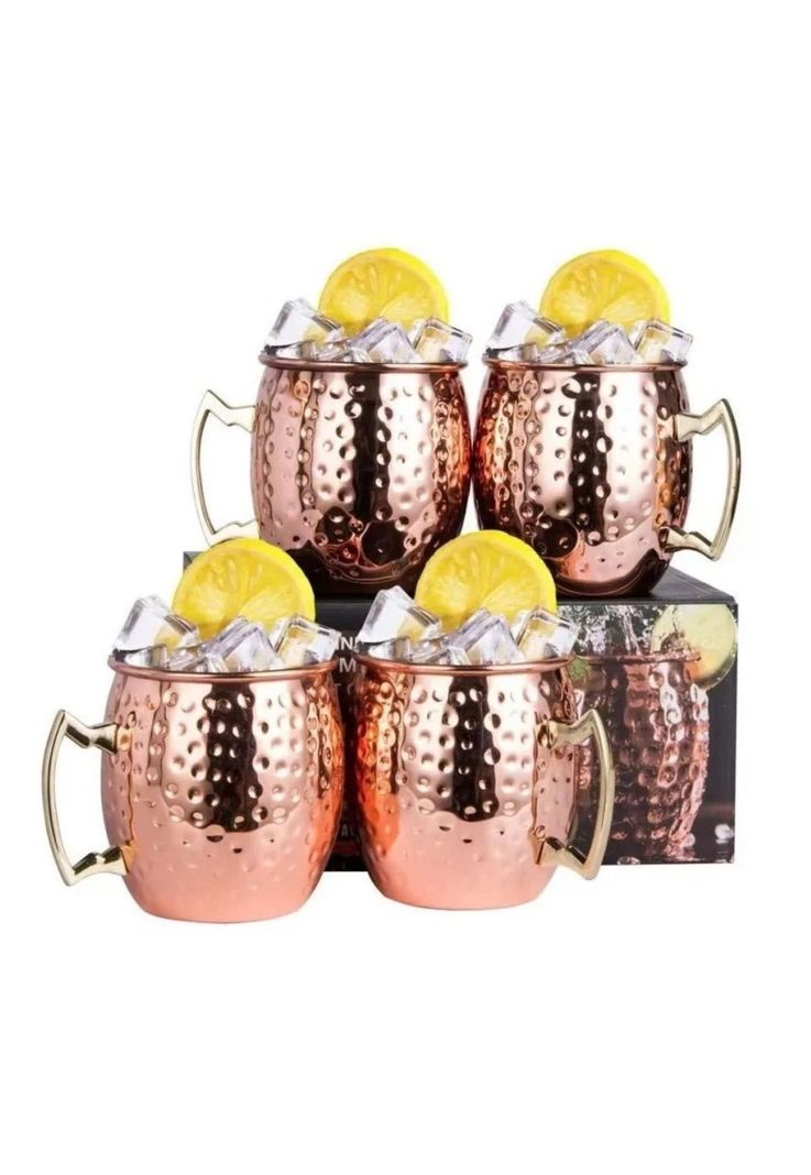 Set 4 MUG Cobre Vasos Coctel Moscow Mule 500 ML Premium-0