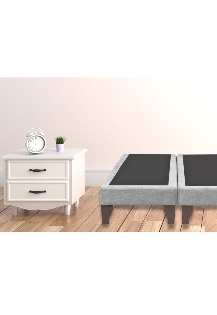 Base Dividida Cama Europea 2 Plazas 150x200 CM Gris Claro Felpa-4
