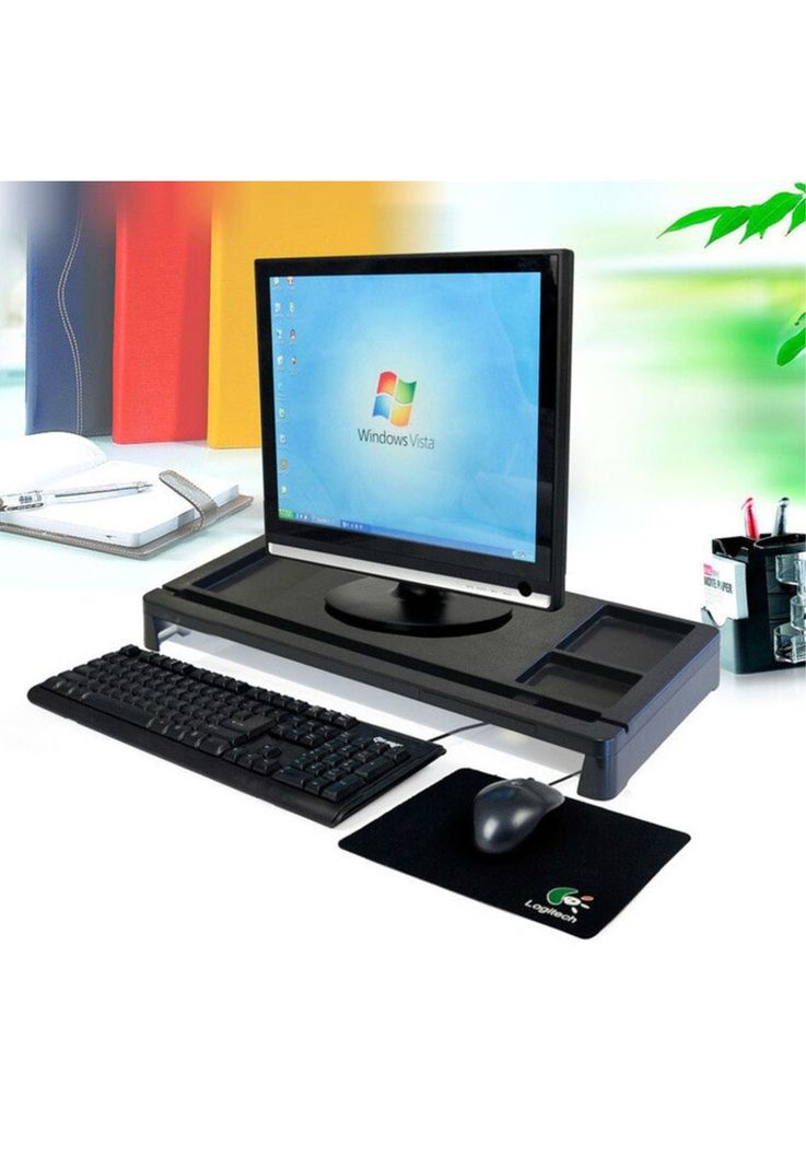Mesa Organizador Escritorio Base Monitor Negro-5