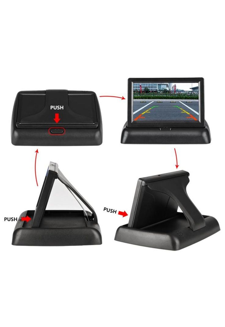 Pantalla Cámara Auto Retrovisor Retroceso Rebatible 4.3-3
