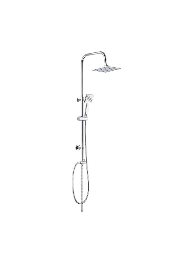 Columna Ducha Plato Llave Monomando 2 en 1 Moderno Cuadrado-0