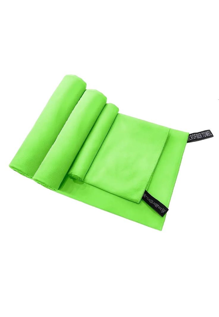 Set 3 Toallas Baño Viaje Microfibra Secado Rápido Verde Flúor-0