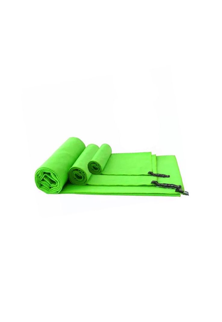 Set 3 Toallas Baño Viaje Microfibra Secado Rápido Verde Flúor-3
