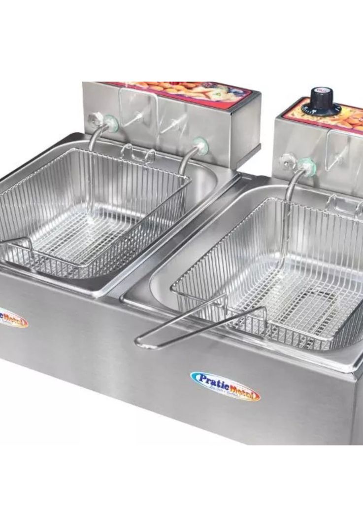 Freidora Eléctrica Industrial 2 Canastos Acero Inoxidable 10 Litros 220V-1