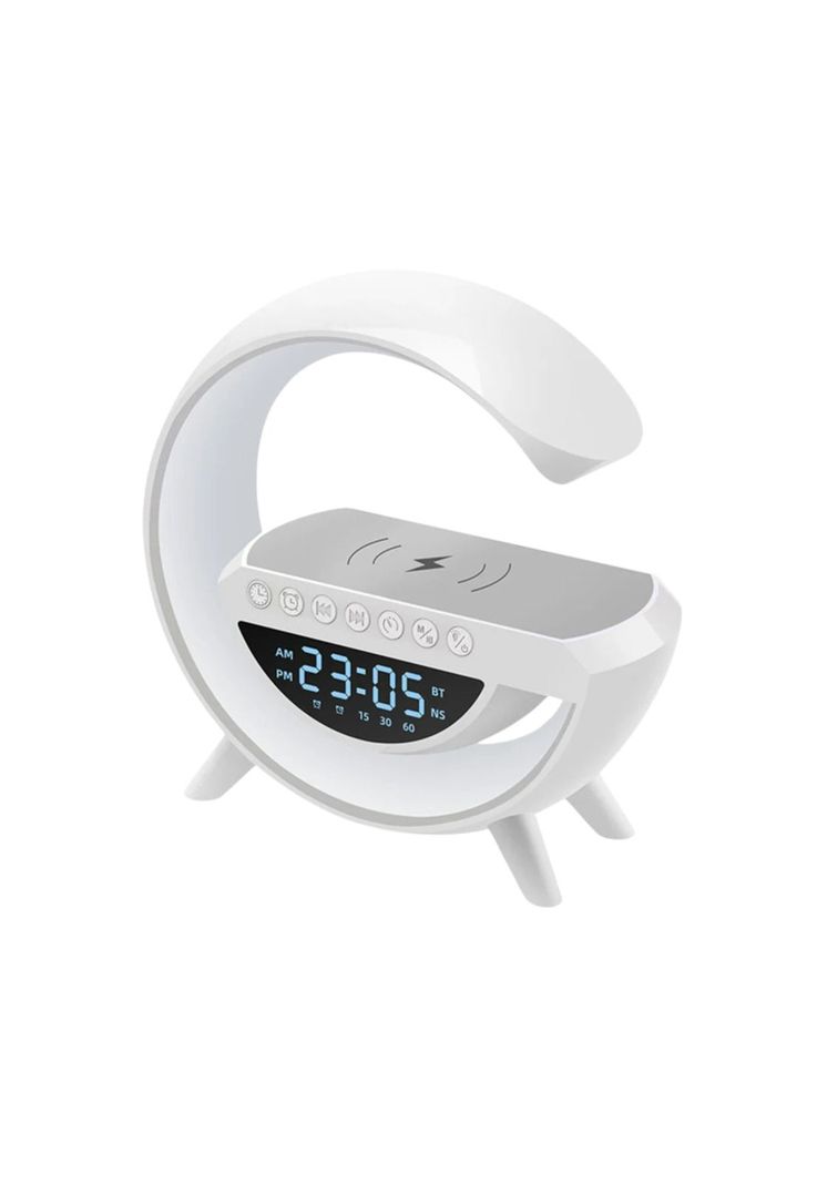 Lámpara Cargador Reloj Parlante Inteligente Smartphone Blanco-0