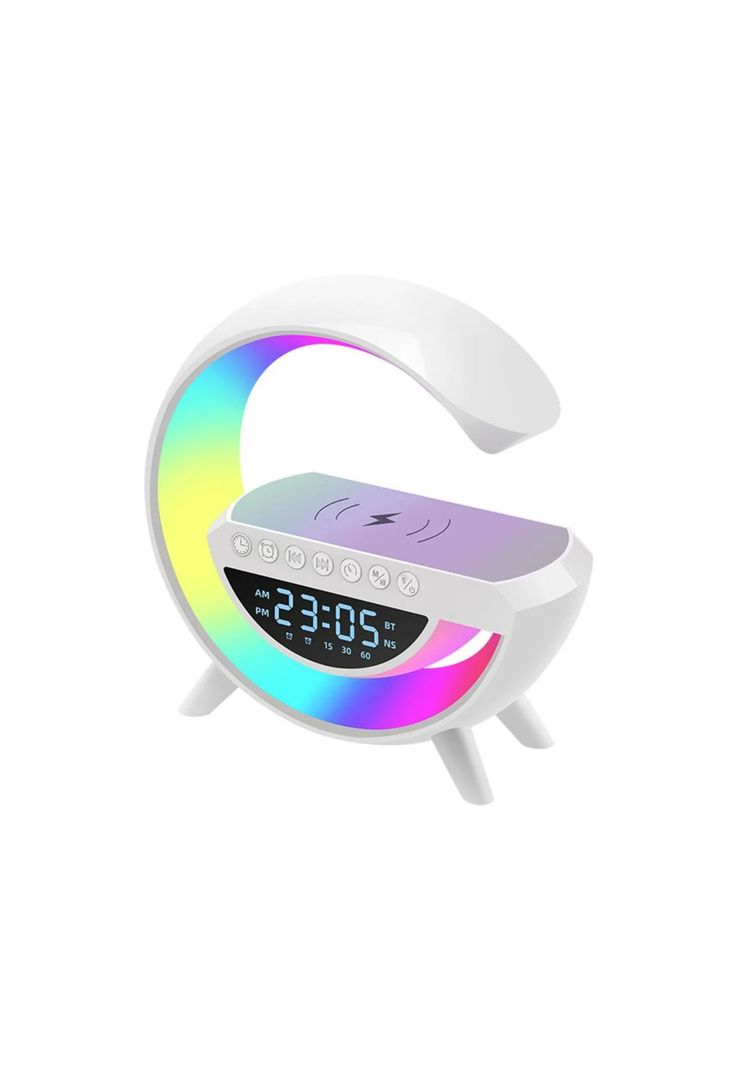 Lámpara Cargador Reloj Parlante Inteligente Smartphone Blanco-1