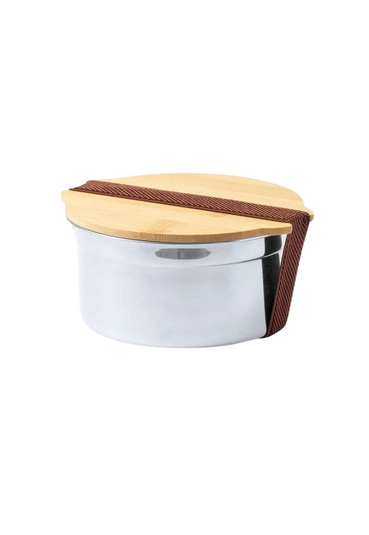 Contenedor Tupper Hermético Redondo Acero Inox. Bambú Truit 800 ML-0