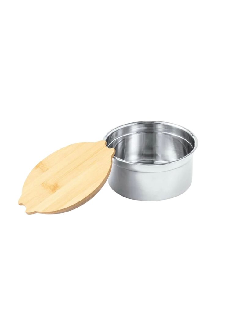 Contenedor Tupper Hermético Redondo Acero Inox. Bambú Truit 800 ML-1