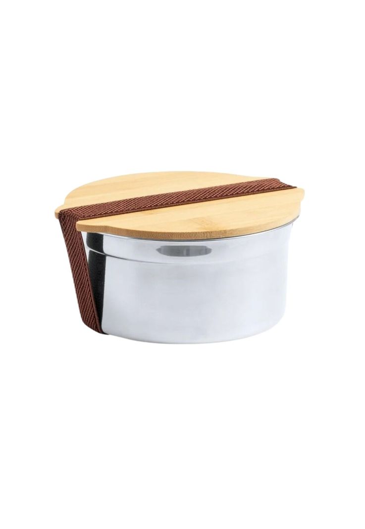 Contenedor Tupper Hermético Redondo Acero Inox. Bambú Truit 800 ML-4