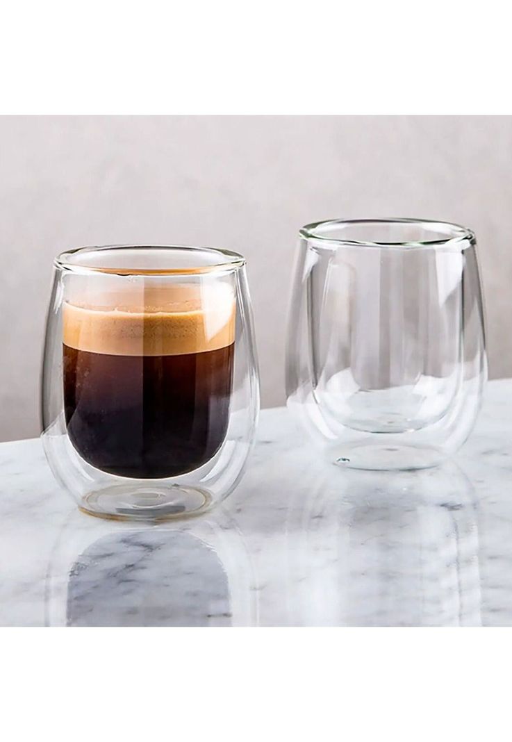 Set 2 MUG Glasso Vasos Doble Pared Vidrio 90 ML-4