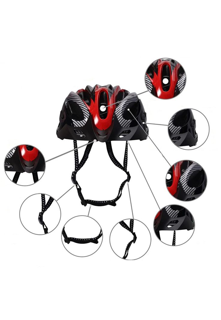 Casco Rojo Bicicleta Profesional Full Seguridad Luz-3