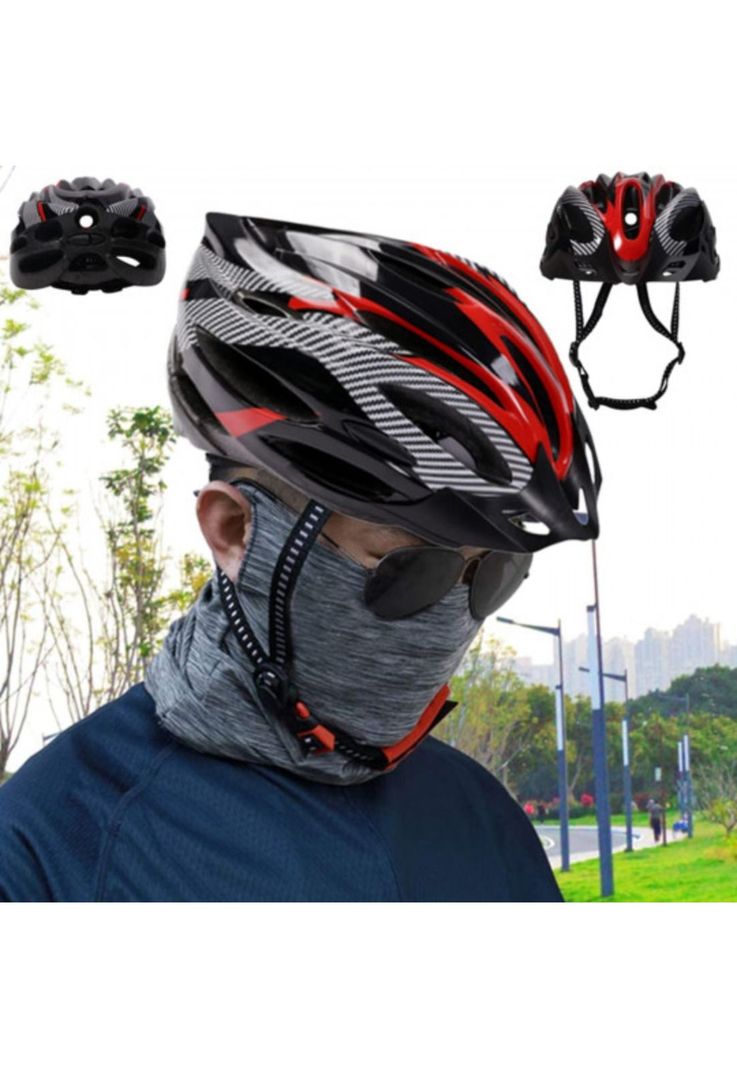 Casco Rojo Bicicleta Profesional Full Seguridad Luz-5