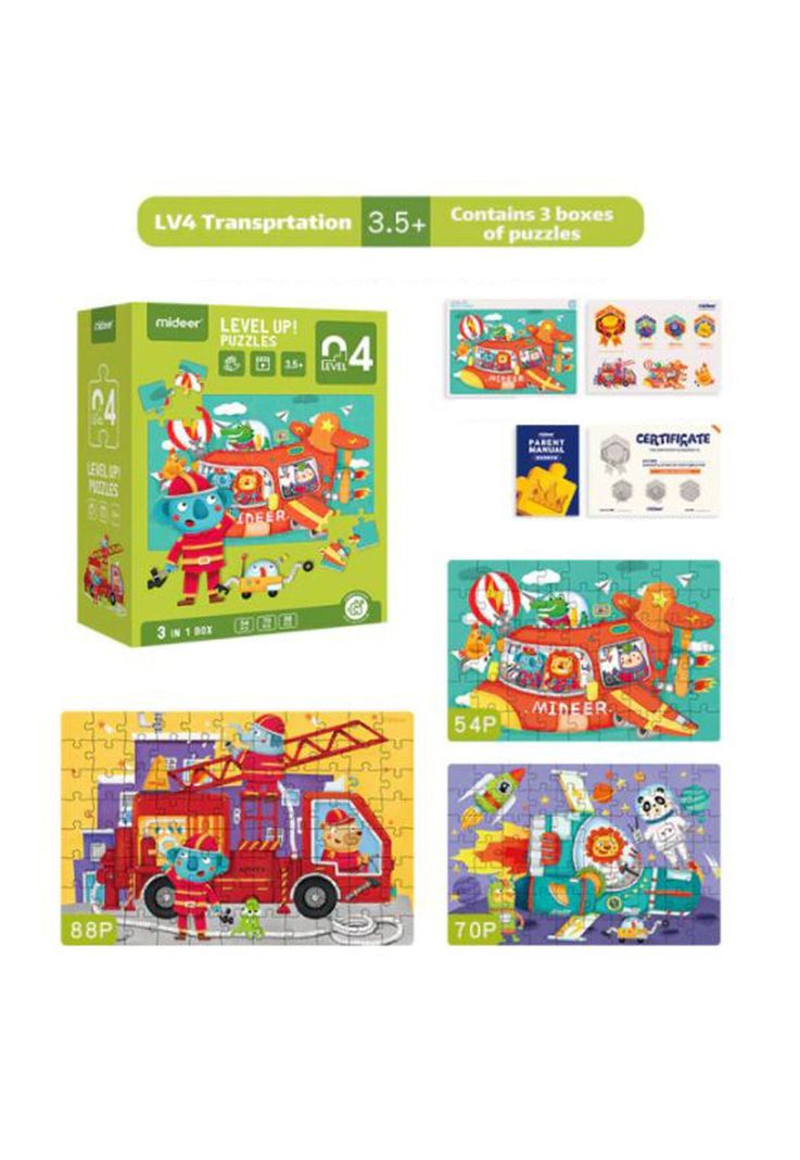 Puzzle Rompecabezas Infantil 3 en 1 Nivel 4 Bomberos-3