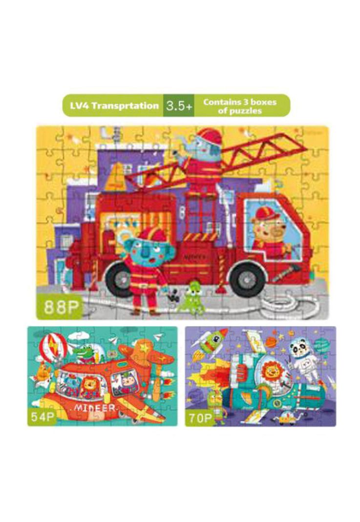 Puzzle Rompecabezas Infantil 3 en 1 Nivel 4 Bomberos-4
