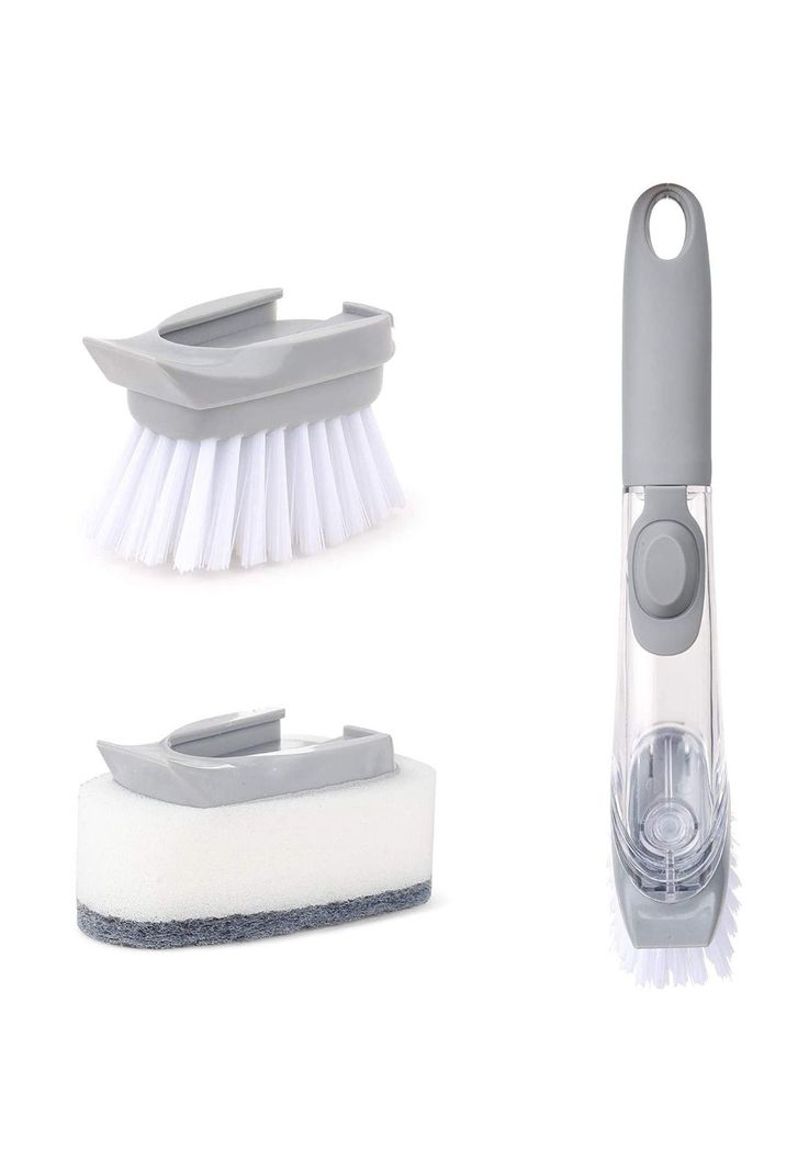 Cepillo Dispensador Jabón Ollas Lavaloza Gris-2
