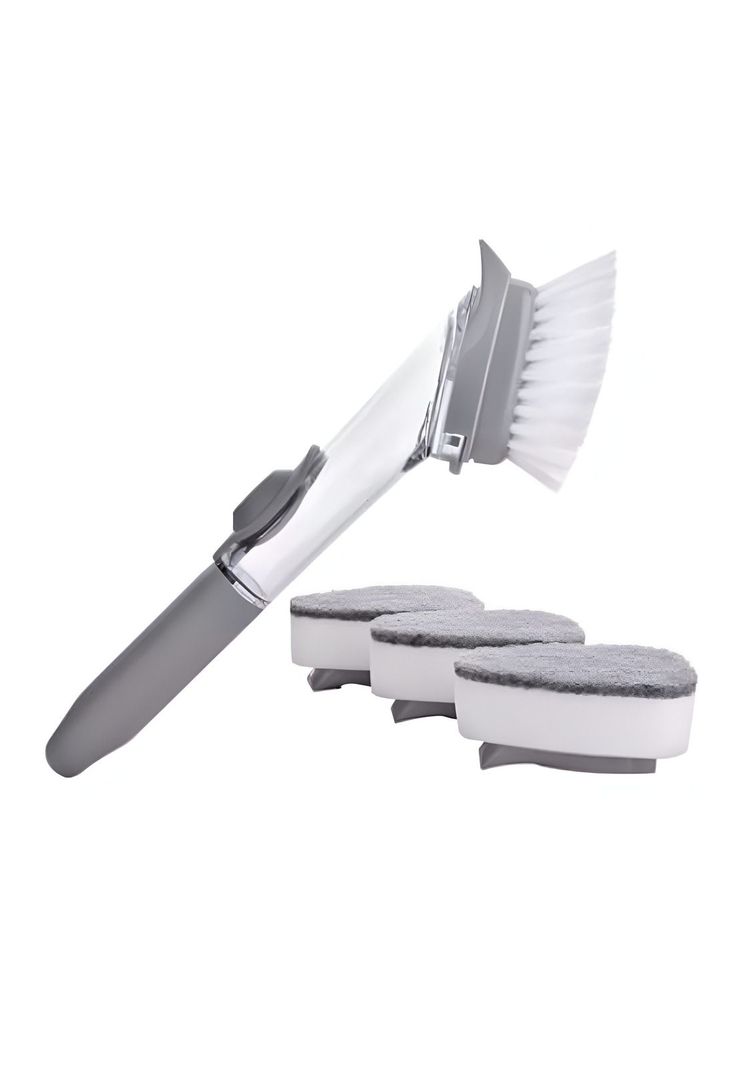 Cepillo Dispensador Jabón Ollas Lavaloza Gris-3