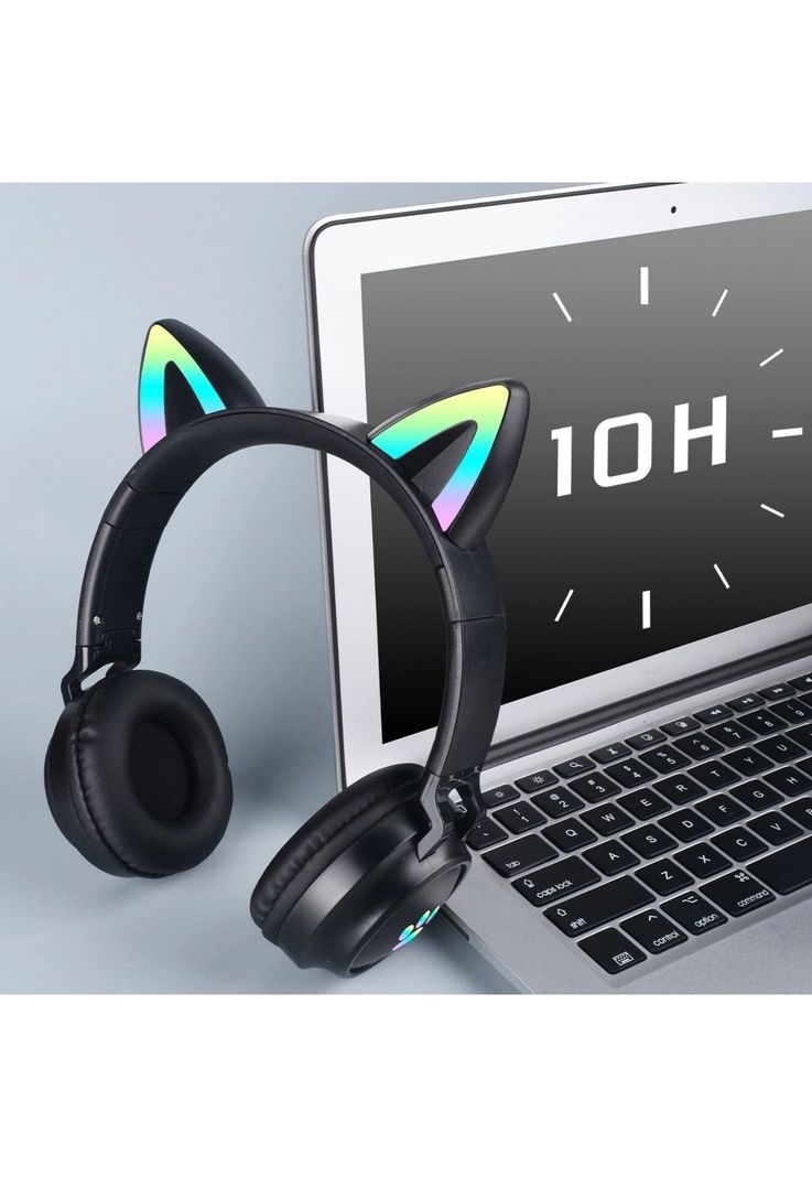 Audífonos inalámbrico Orejas Gato LED Wireless Bluetooth Negro-4