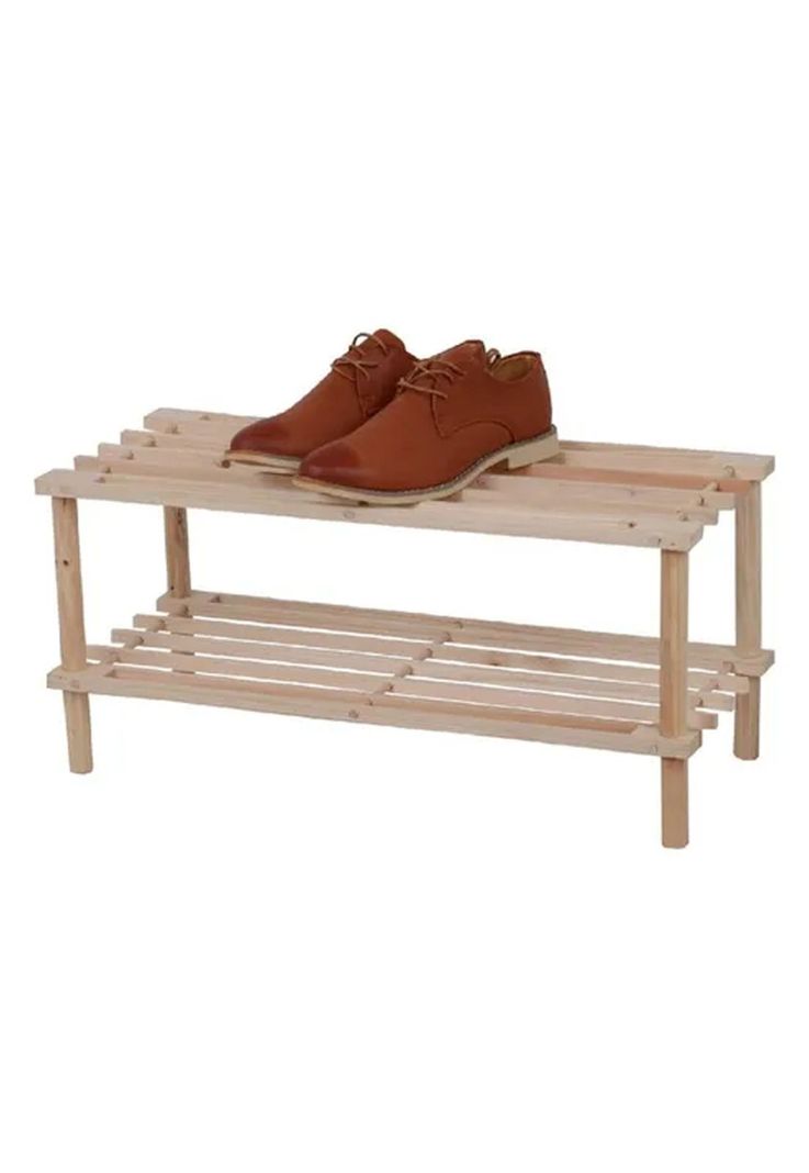 Zapatero Organizador Madera 2 Niveles 29.5x63x26 CM Café-3