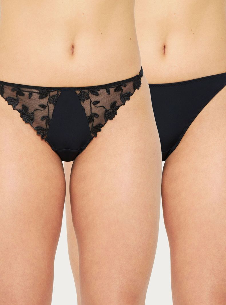 Pack 2 Calzon Bikini Encaje Microfibra Chic France 30639NEG-0