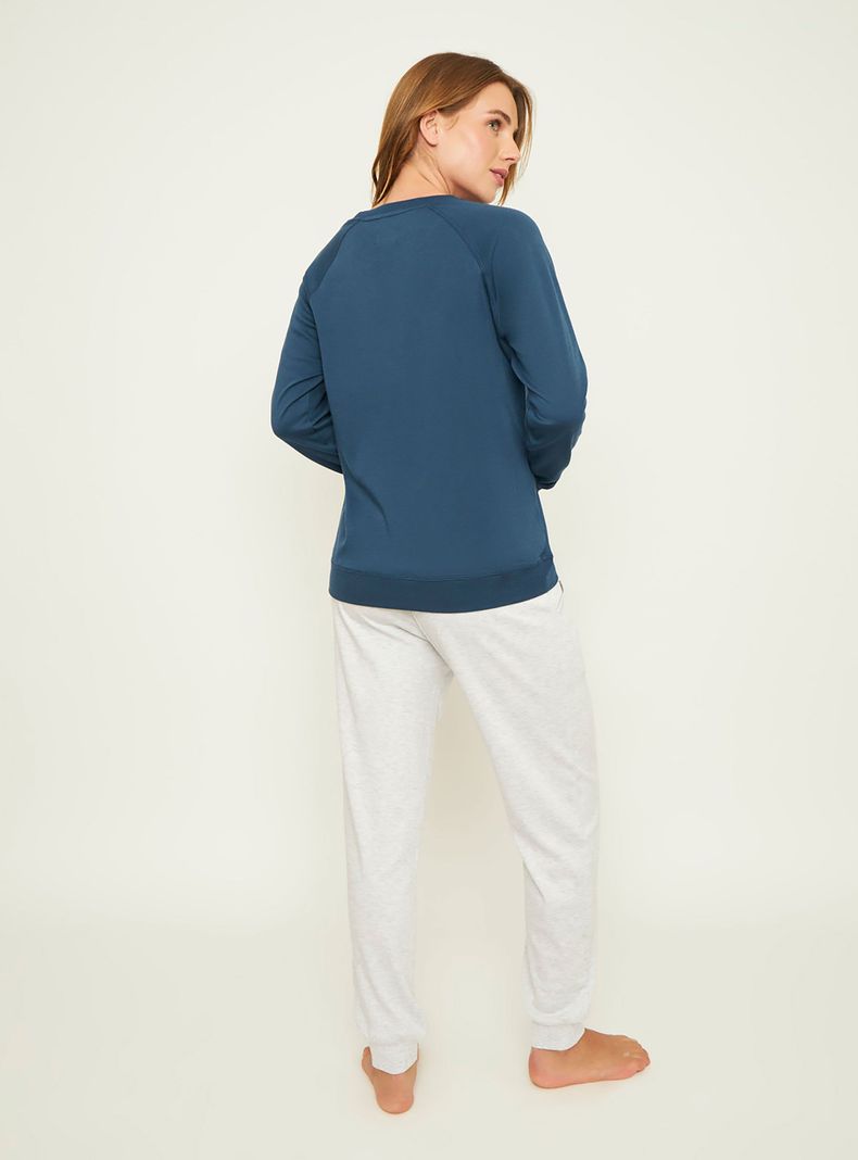Pijama Mujer Largo Algodón Interlock Palmers 6020BAZU-3