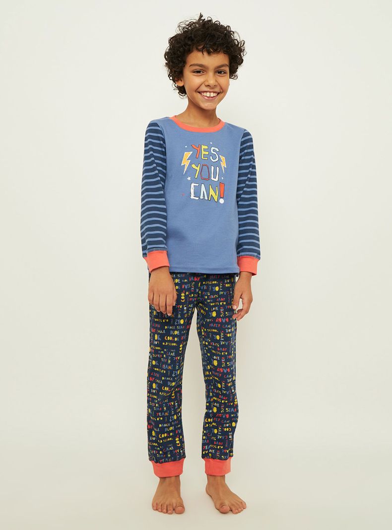 Pijama Niño Largo Algodón Palmers 87225AZU-0