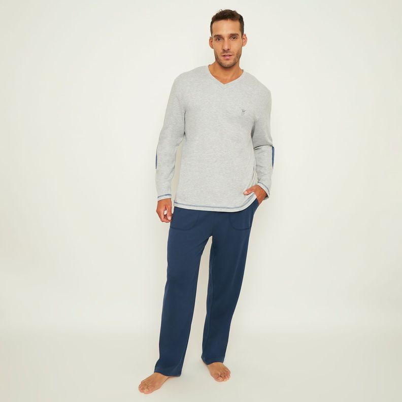 Pijama Hombre Largo Algodón Interlock Palmers 8245BAZU-0