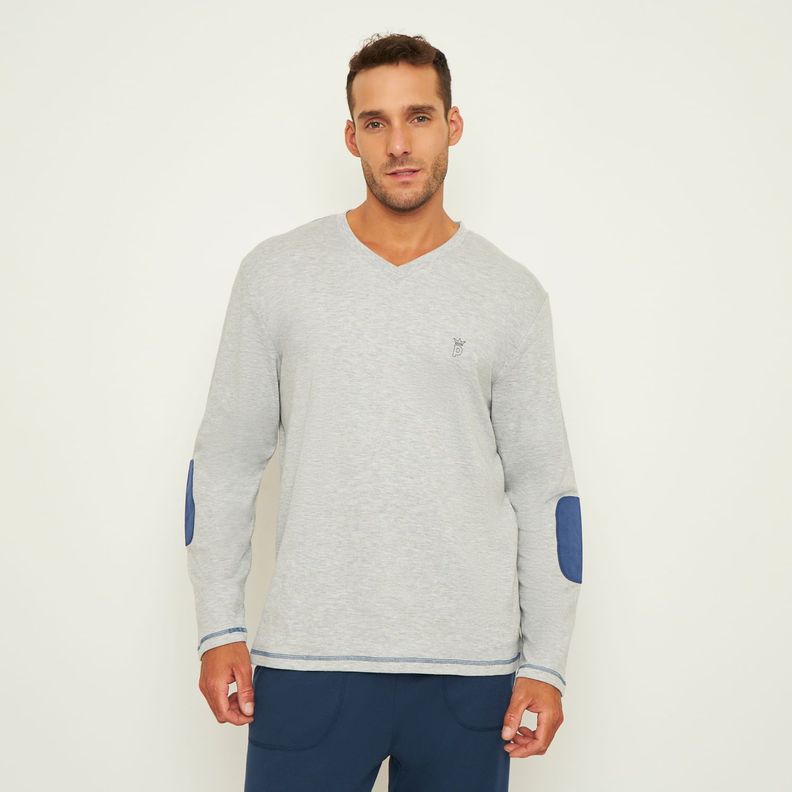 Pijama Hombre Largo Algodón Interlock Palmers 8245BAZU-1