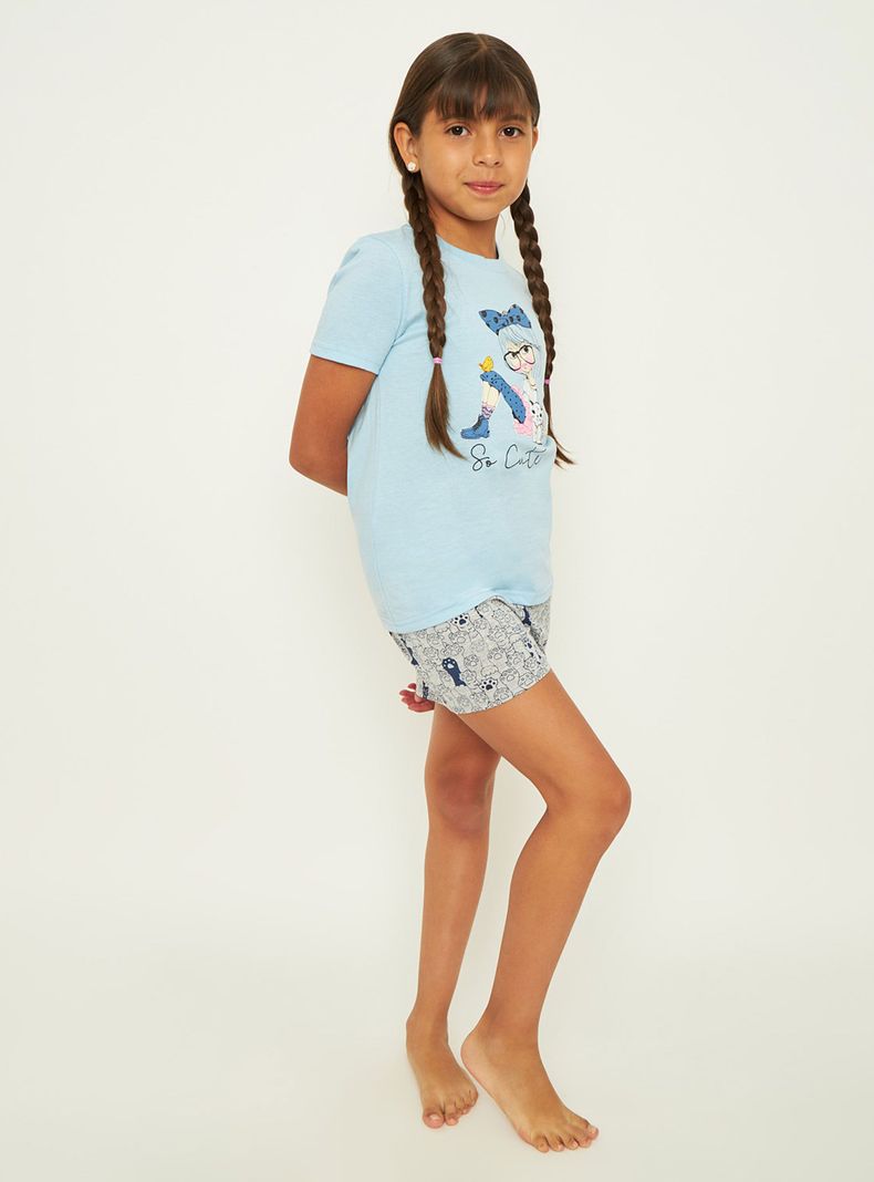 Pijama Corto Girls Celeste 66224-0
