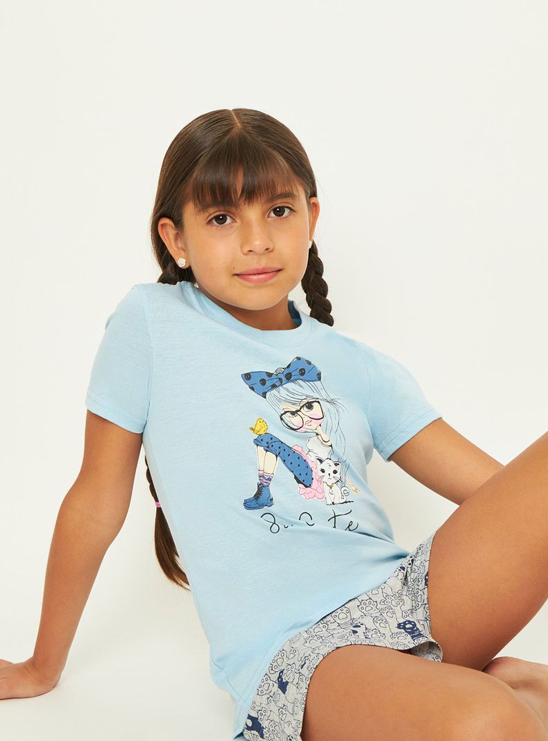 Pijama Corto Girls Celeste 66224-1