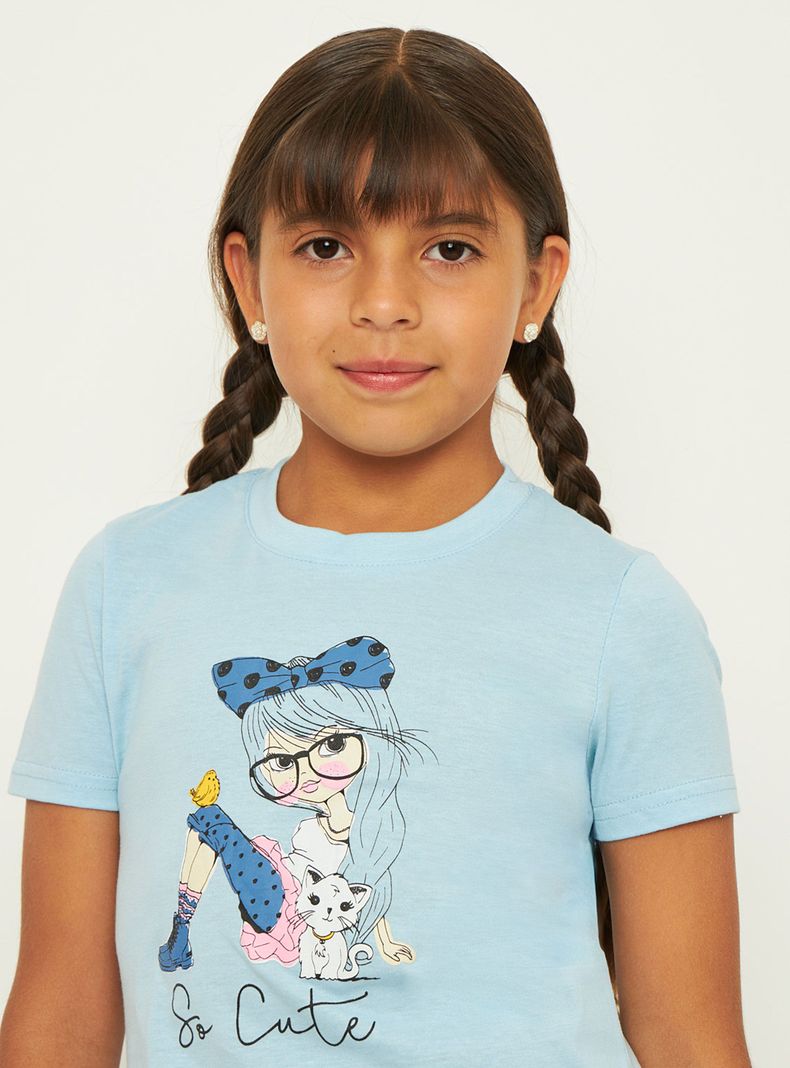 Pijama Corto Girls Celeste 66224-2