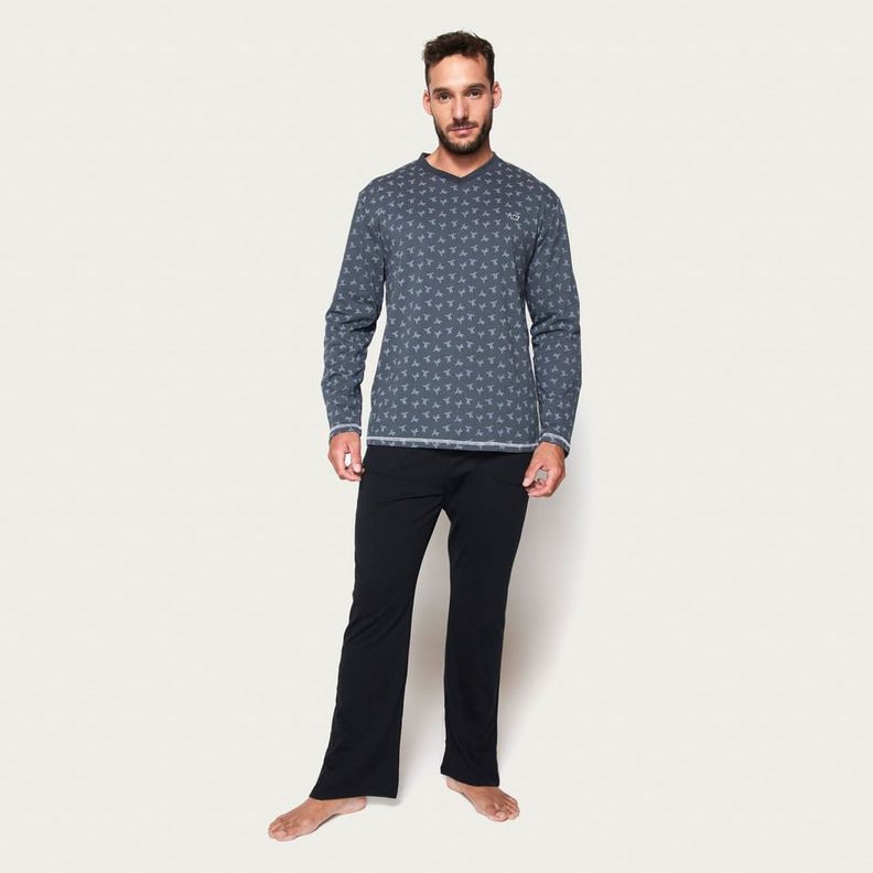 Pijama Hombre Largo Algodón Jersey Palmers 8235CGRO-0