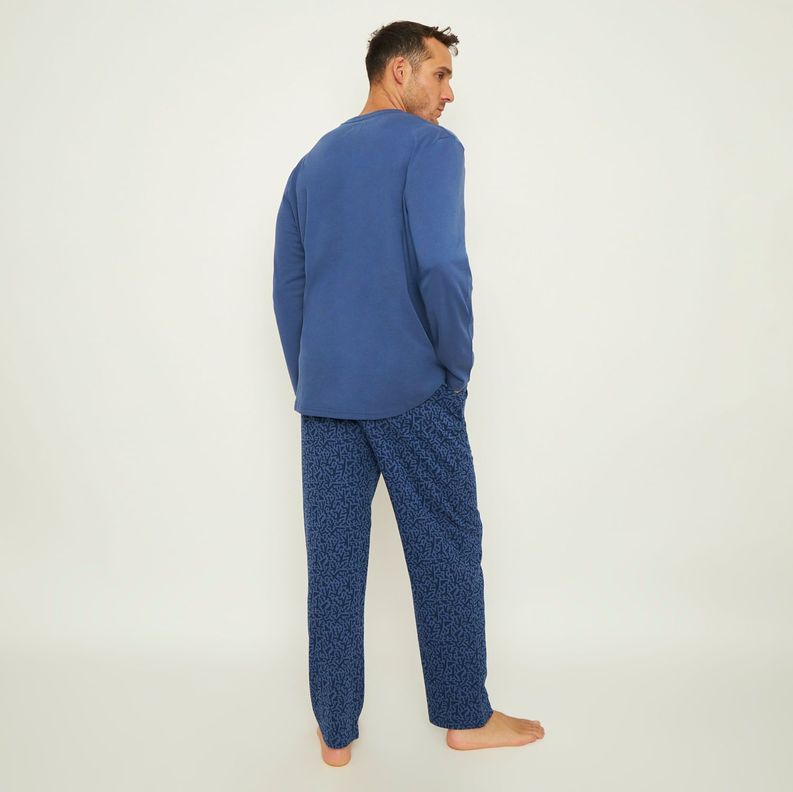 Pijama Hombre Largo Algodón Interlock Palmers 8247BAZU-2