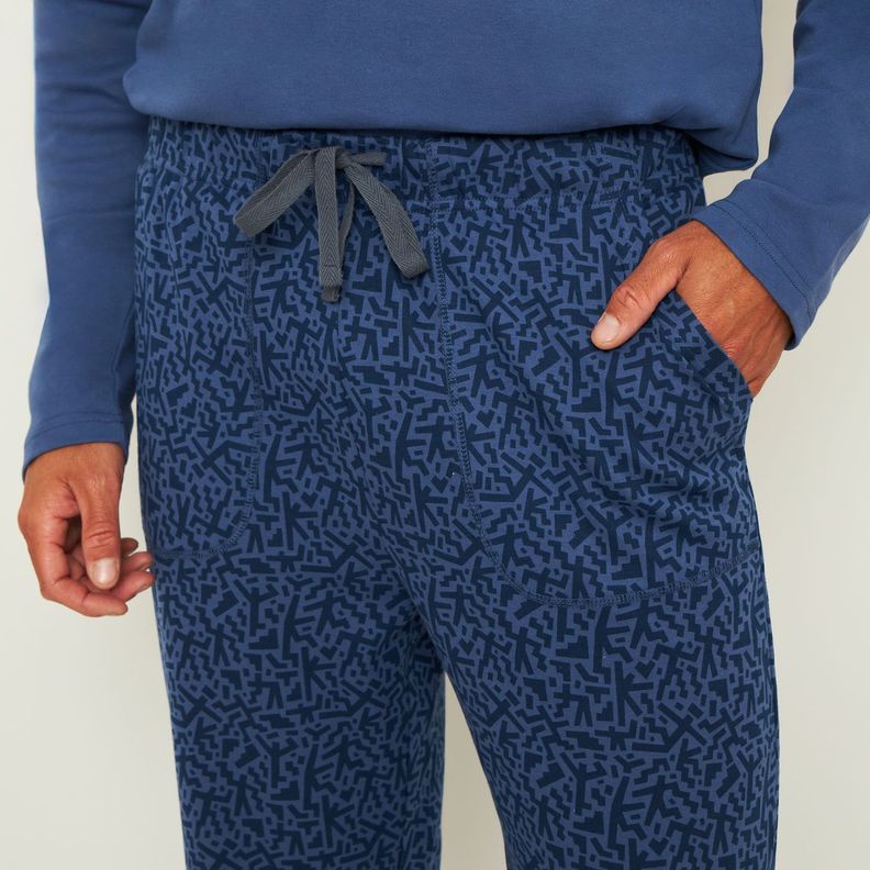 Pijama Hombre Largo Algodón Interlock Palmers 8247BAZU-3