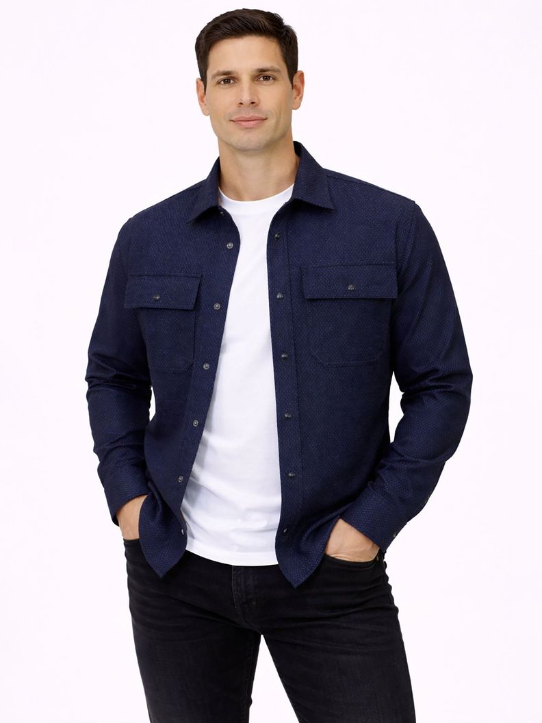 Camisa manga larga con textura ponte Azul Karl