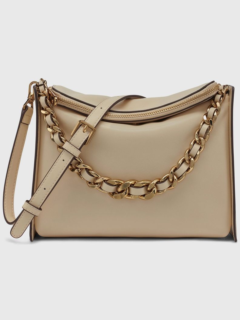 Cartera cruzada de cuero Crema Karl Lagerfeld