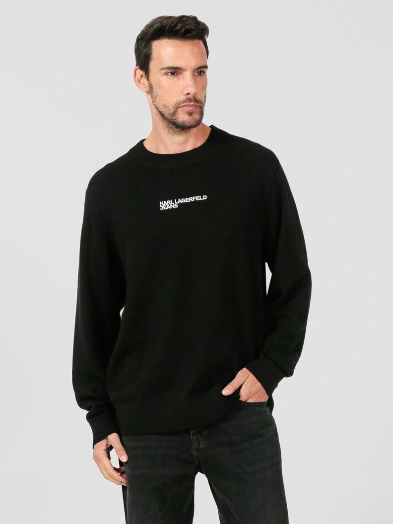 Sweater con logotipo bordado Negro Karl Lagerfeld S