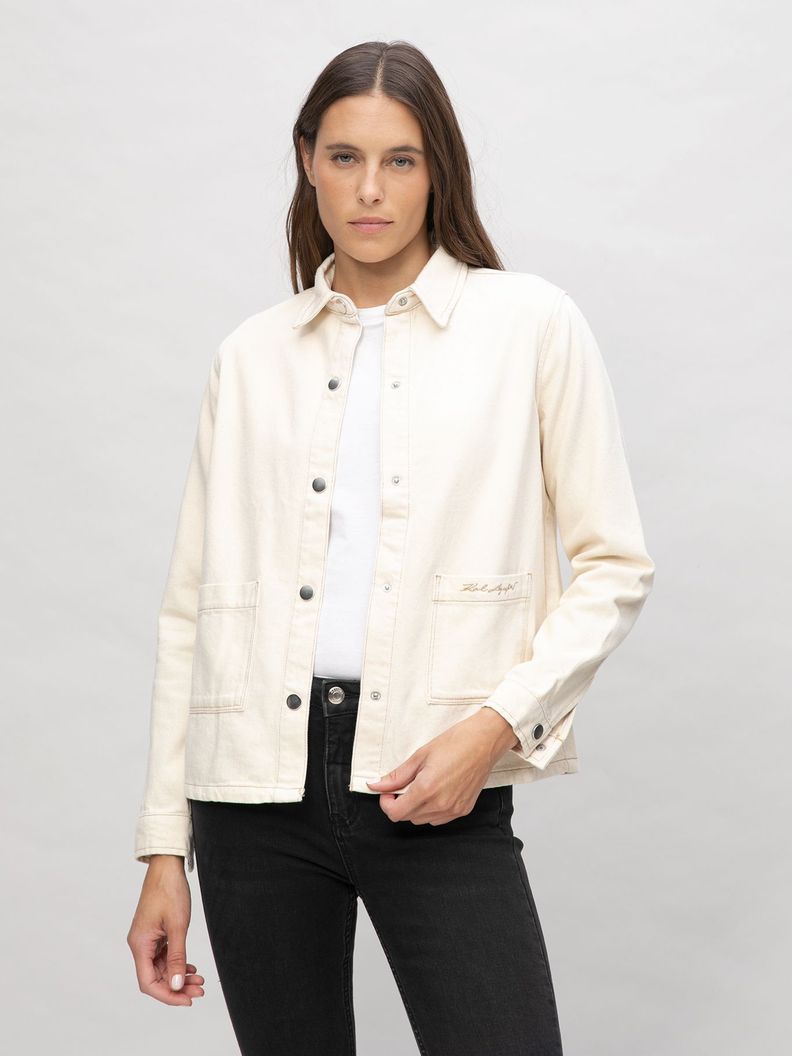 Sobrecamisa en denim con bolsillos Beige Karl Lagerfeld