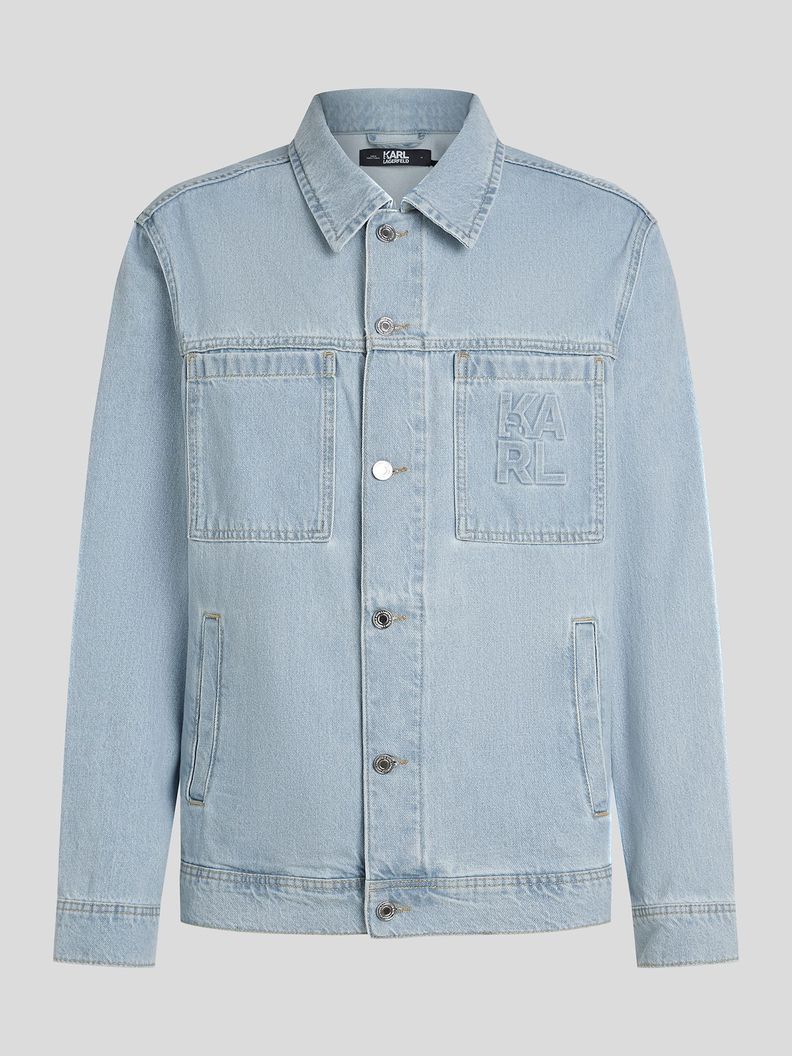 Chaqueta denim y logotipo en bloque Azul Karl Lagerfeld