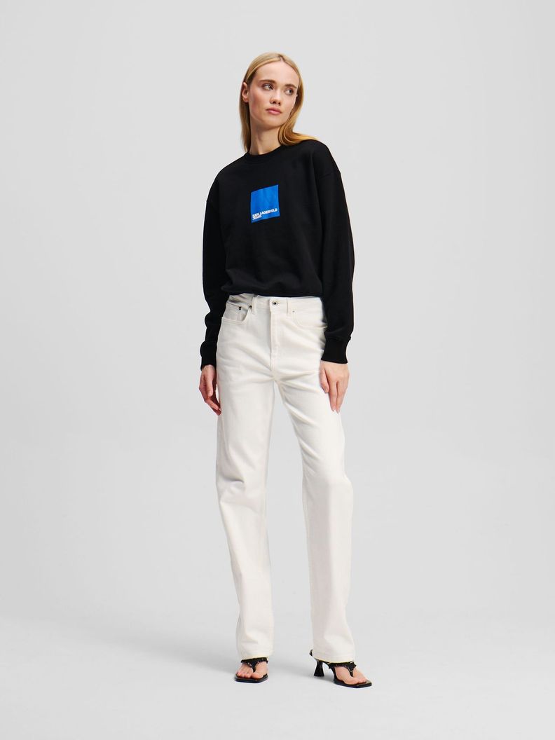Jeans recto de talle alto Blanco Karl Lagerfeld