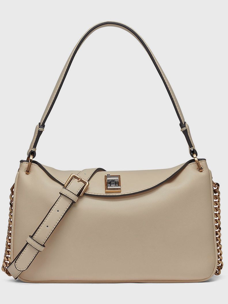 Cartera de hombro con broche giratorio - Nadine Beige