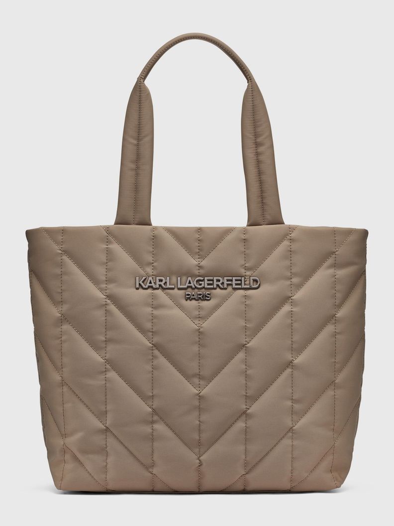 Cartera tote acolchada de viaje Crema Karl Lagerfeld