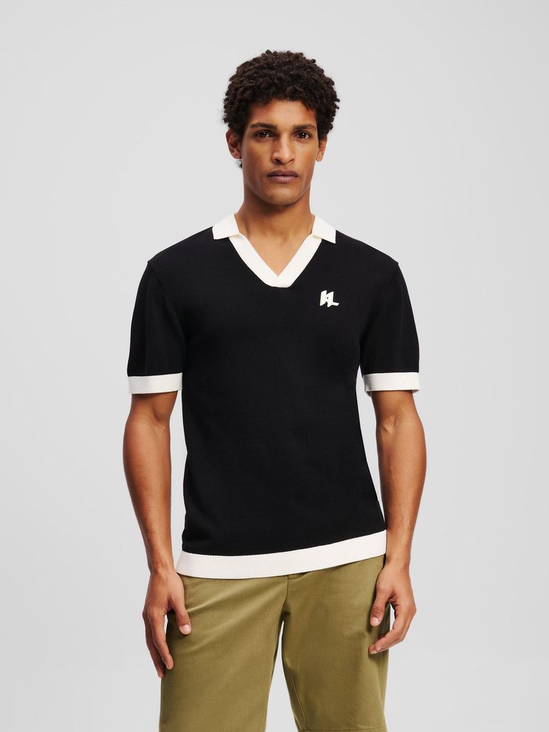 Polo de punto con monograma Negro Karl Lagerfeld